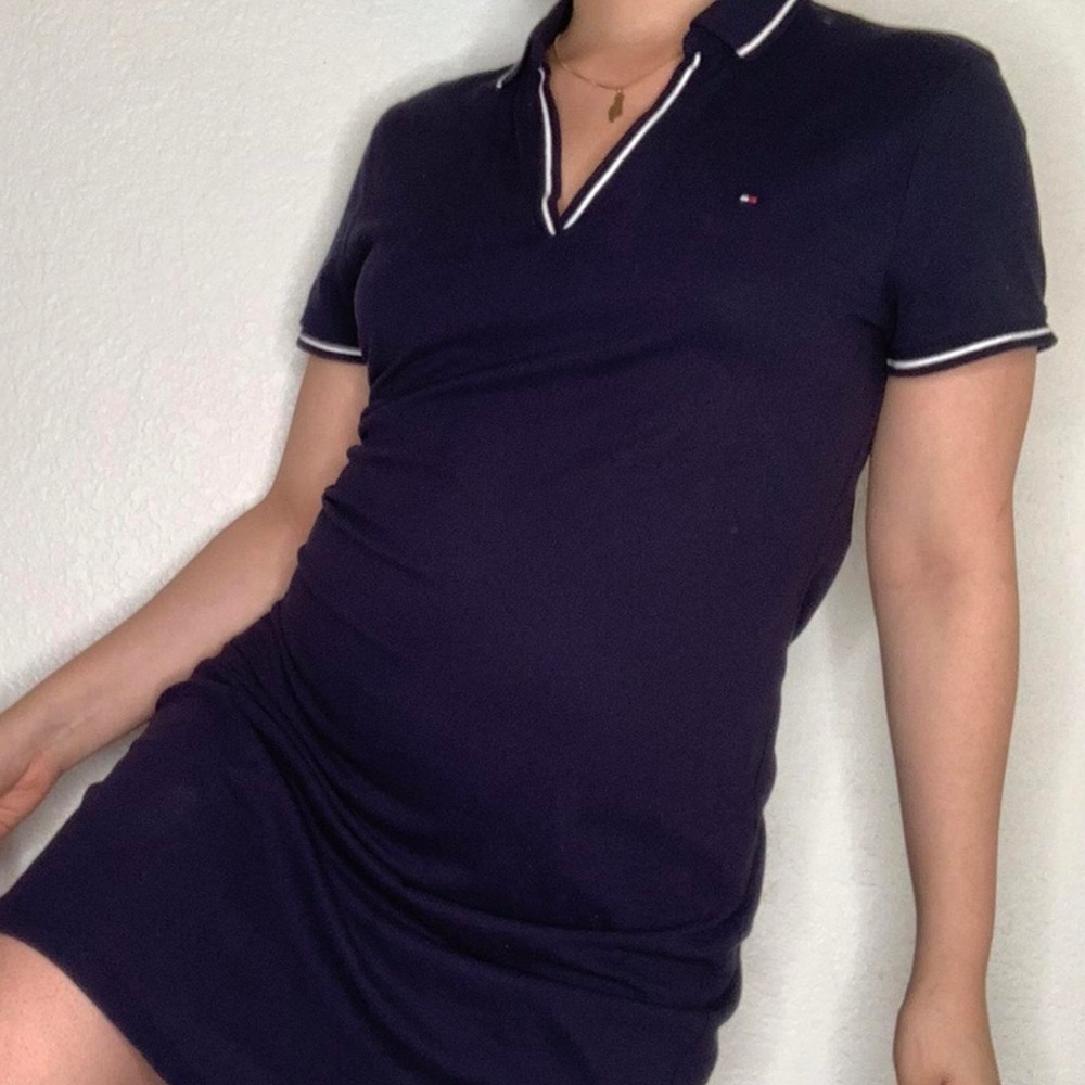 y2k tommy hilfiger navy blue dress
